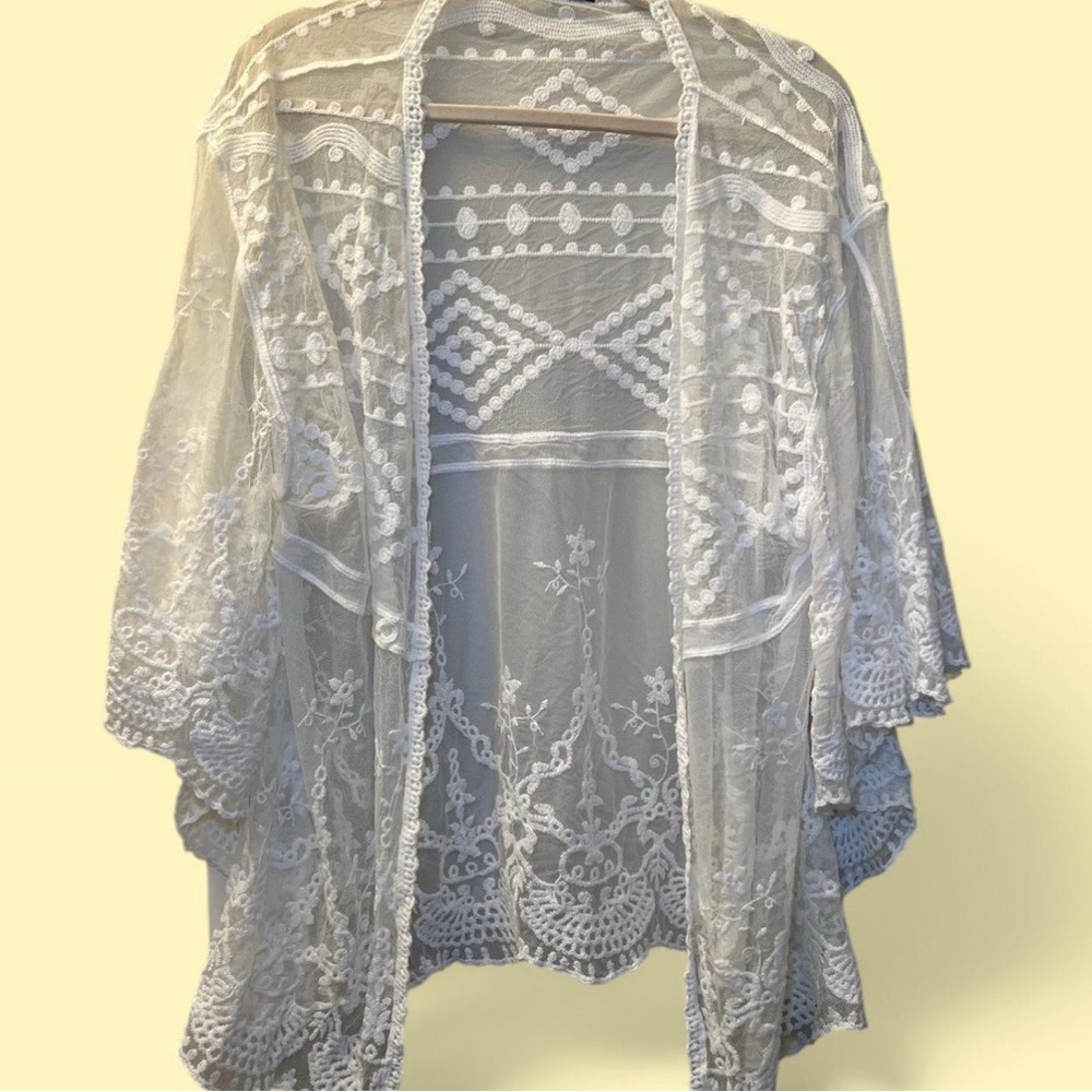 White Lace Kimono Cardigan